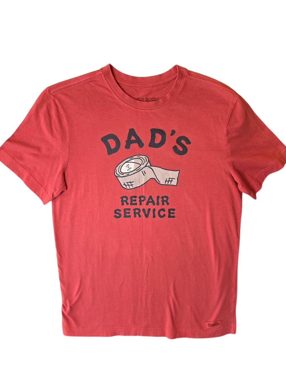 Life Is Good Crusher Tee Mens Small Red Dads Repair Service Classic Comfort